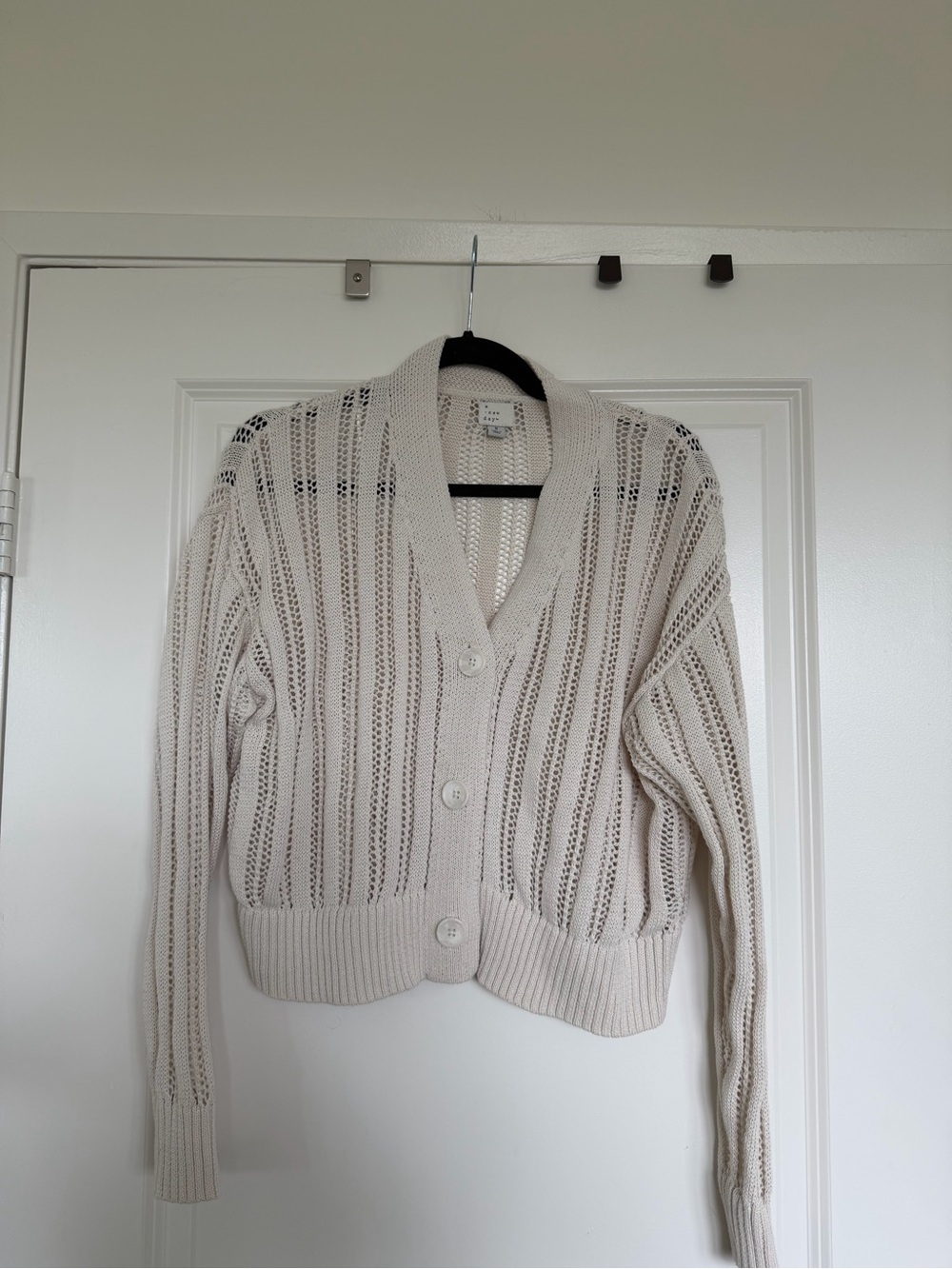 a new day Cream Open-Knit Button Cardigan